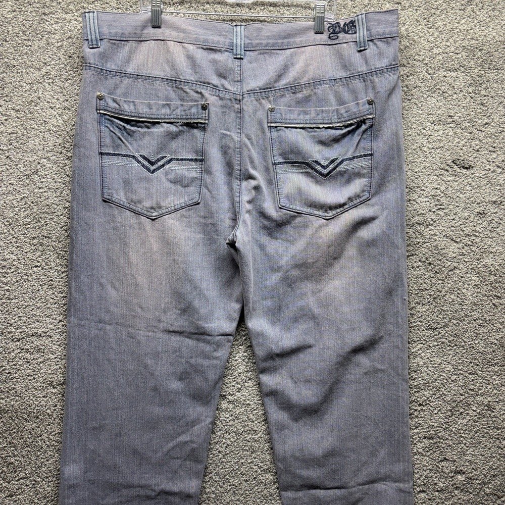 Vintage Blue Gear Baggy Denim Men Jeans 44x32 Y2K Stitch Streetwear Multi Purple